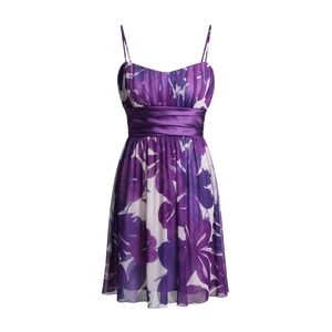 City Triangle Y2K Purple & White Floral Babydoll Dress – Size Small Vintage Prom